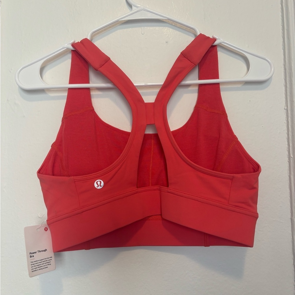 NWT Lululemon Power Through Bra *Medium Support, B/C Cup - watermelon red Size 8 - Picture 2 of 3